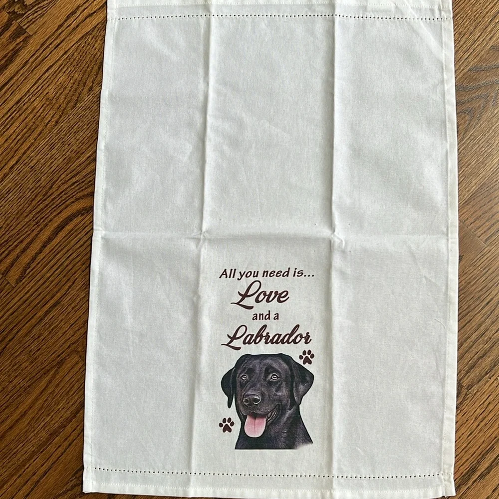 Labrador Tea Towel  Dog Lover Gift  Black Lab Kitchen Decor NWOT Pet‑Themed Home